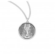 Sterling Silver Round Contemporary Miraculous Medal w/20" Chain - Boxed - Necklace