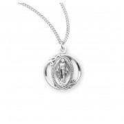 Sterling Silver Oval Miraculous Medal - Necklace
