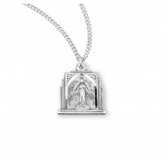 Sterling Silver Multi-Step Art Deco Style Miraculous Medal w/18" Chain - Boxed - Necklace