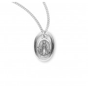 Sterling Silver Oval Miraculous Medal - Necklace