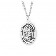 Sterling Silver Large Oval St Christopher - 24" Chain - Boxed - Necklace