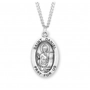 Sterling Silver Large Oval St Daniel - 24" Chain - Boxed - Necklace