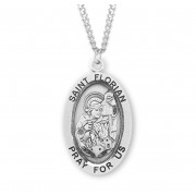 Sterling Silver Large Oval St Florian - 24" Chain - Boxed - Necklace