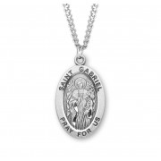 Sterling Silver Large Oval St Gabriel - 24" Chain - Boxed - Necklace