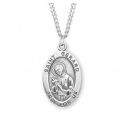 Sterling Silver Large Oval St Gerard *24" Chain - Boxed - Necklace