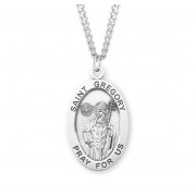 Sterling Silver Large Oval St Gregory *24" Chain - Boxed - Necklace