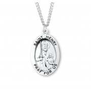 Sterling Silver Large Oval St Henry 24" Chain - Boxed - Necklace