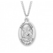 Sterling Silver Large Oval St John *24" Chain - Boxed - Necklace