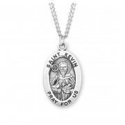 Sterling Silver Large Oval St Kevin *24" Chain - Boxed - Necklace