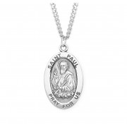 Sterling Silver Large Oval St Paul *24" Chain - Boxed - Necklace