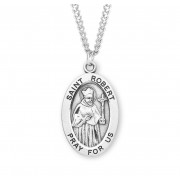 Sterling Silver Large Oval St Robert *24" Chain - Boxed - Necklace