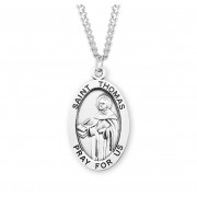 Sterling Silver Large Oval St Thomas *24" Chain - Boxed - Necklace