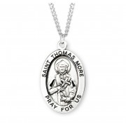 Sterling Silver Large Oval St Thomas More 24" Chain - Boxed - Necklace