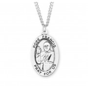 Sterling Silver Large Oval Pope Francis - 24" Chain - Boxed - Necklace