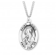 Sterling Silver Large Oval St Brigid - 24" Chain - Boxed - Necklace
