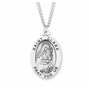 Sterling Silver Large Oval St Clare - 24" Chain - Boxed - Necklace