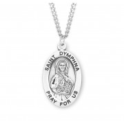 Sterling Silver Large Oval St Dymphna - 24" Chain - Boxed - Necklace