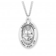 Sterling Silver Large Oval St Emily - 24" Chain - Boxed - Necklace