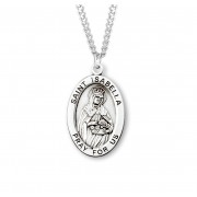 Sterling Silver Large Oval St Isabella *24" Chain - Boxed - Necklace