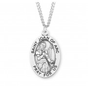 Sterling Silver Large Oval St Joan of Arc *24" Chain - Boxed - Necklace