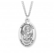 Sterling Silver Large Oval St Lucy 24" Chain - Boxed - Necklace