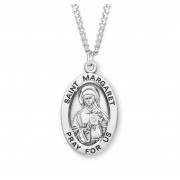 Sterling Silver Large Oval St Margaret *24" Chain - Boxed - Necklace