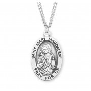 Sterling Silver Large Oval St Mary Magdalene Medal *24" Chain - Boxed - Necklace