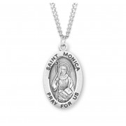 Sterling Silver Large Oval St Monica 24" Chain - Boxed - Necklace