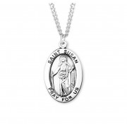 Sterling Silver Large Oval St Susan 24" Chain - Boxed - Necklace