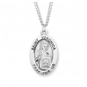 Sterling Large Oval St Veronica - 24" Chain - Boxed - Necklace