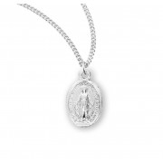 Sterling Silver Oval Miraculous Medal - Necklace
