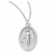 Sterling Silver Small Oval Miraculous Medal-18" Chain - Boxed - Necklace Sterling Silver Small Oval Miraculous Medal-18" Chain - Boxed - Necklace