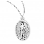 Sterling Silver Oval Miraculous Medal, w/18" Chain - Boxed - Necklace