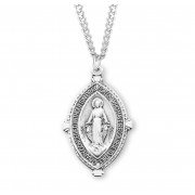 Sterling Silver Almond Shape Miraculous - 24" Chain - Boxed - Necklace