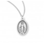 Sterling Silver Oval Miraculous Medal - Necklace