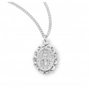 Sterling Silver Oval Miraculous Medal - Necklace