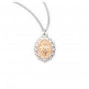 Sterling Silver Oval Two-Tone Miraculous Medal - Necklace