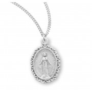 Sterling Silver Oval Miraculous Medal - Necklace