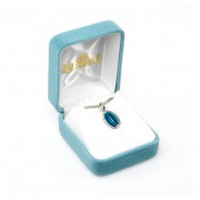 Sterling Silver Oval Blue Enameled Miraculous Medal - Necklace