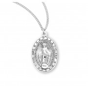 Sterling Silver Med. Beaded Oval Miraculous-18" Chain - Boxed - Necklace