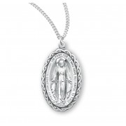 Sterling Silver Miraculous w/ Roped edge w/ 18" Chain - Boxed - Necklace