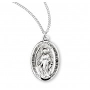 Sterling Silver Oval Miraculous Medal- 18" Chain - Boxed - Necklace