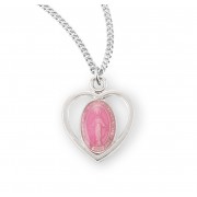 Sterling Silver Pink Enameled Miraculous Medal