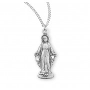 Sterling Silver Virgin Mary Pendant 18" Chain - Boxed - Necklace