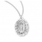 Sterling Silver Oval Miraculous w/Crystal Stones 18" Chain - Boxed - Necklace