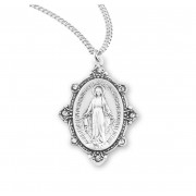 Finest Crystal Edged Miraculous Medal in Sterling Silver w/20" Chain - Boxed - Necklace