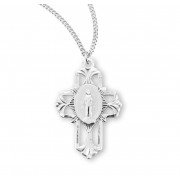 Sterling Silver Pierced Miraculous Cross-18" Chain - Boxed - Necklace