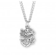 Sterling Silver Lrg. Triple Slide Rose Locket-24" Chain - Boxed - Necklace