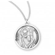 Saint Christopher Round Sterling Silver Medal - Necklace