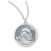 Saint Francis Round Contemporary Sterling Silver Medal - Necklace